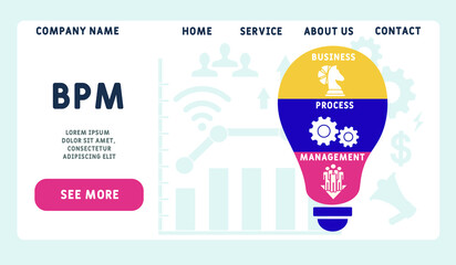 Vector website design template . BPM - Business Process Management , business concept. illustration for website banner, marketing materials, business presentation, online advertising. 