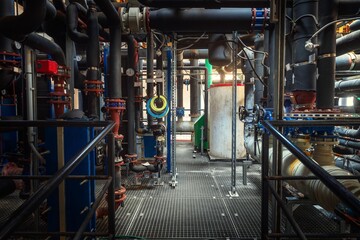 Boiler room full of pipes