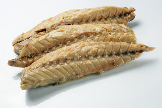 Filetes de caballa en fondo blanco