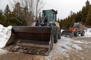 Snow plow machine ready for work
