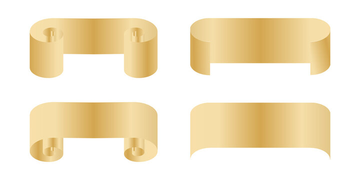 Isolated Image Of A Set Of Paper Scrolls In A Gold Gradient Fill.