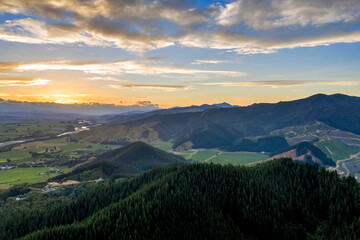Fototapeta na wymiar Aerial view over the mountains near Cloudy Bay / Te Koko-O-Kupe, South Island, New Zealand