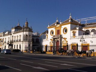 Fototapeta na wymiar Plaza de toros y caballeria de la Real Maestranza de Sevilla