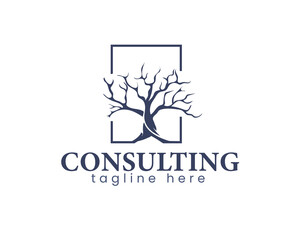 tree of leaf logo illustration, Consulting Tree logo design vector