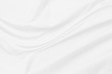 Plakat White cloth background soft wrinkled fabric patrem and surface. White colth soft background. White fabric wrinkles.
