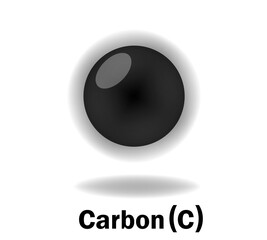 carbon atom vector illustration isolated on white background with inscription below