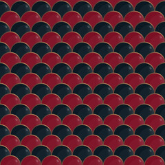 Obraz premium Seamless pattern with repeating circles in dark blue and red, arranged in rows one after another.