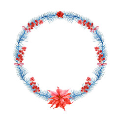 Watercolor greeting Christmas and new year illustration