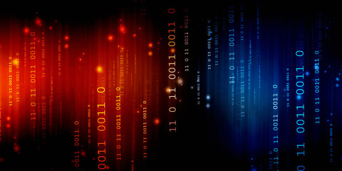 2d illustration abstract digital binary data on computer screen