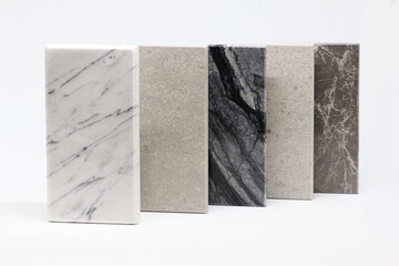 Surface of stone texture, Front view of color samples stone, Marble solid material for interior design.