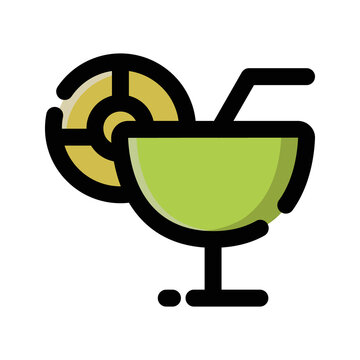 Colored Sweet Cocktail Cafe Items Vector Icon