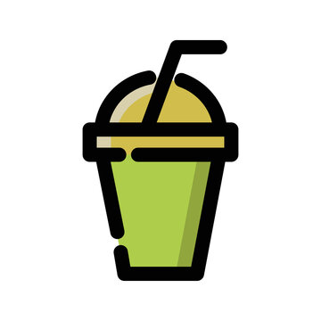 Colored Coffee Plastic Glass Cafe Items Vector Icon