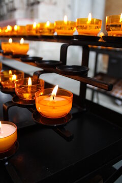 A tea light in a church