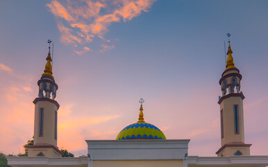 mosque at sunset
