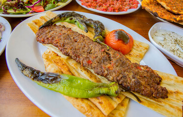 Traditional Delicious Turkish foods; Adana Kebab, Grilled meat