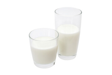 Two glasses with milk on a white background