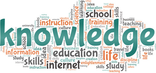 Obraz premium Knowledge vector illustration word cloud isolated on a white background.