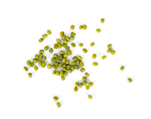 mung bean isolated on white background, flat lay, top view