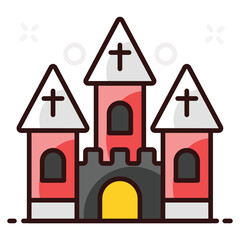 
Christian funeral home, an icon design of church in rounded style 
