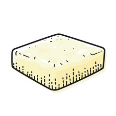 Tofu isolated on white background. Vector of shabu-sukiyaki  ingredients.