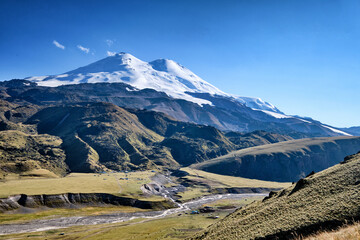 Obraz premium view of mount Elbrus from the North and Emmanuel's glade