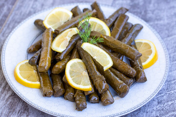 Turkish foods; stuffed leaves (yaprak sarma dolma)