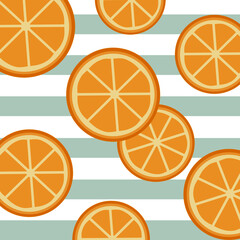 Cute seamless pattern with yellow lemon slices. summer background. Yummy tropical fruits endless texture. Can be used for banner, poster. Delicious healthy fruits. illustration