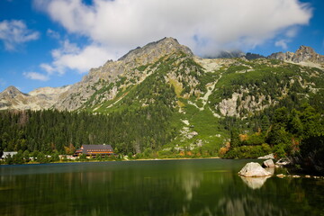 Long exposure photo of a mountain lake