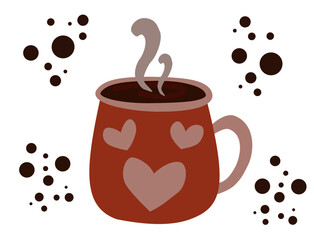 Vector of hot drinks. Hot chocolate, Autumn and winter holidays