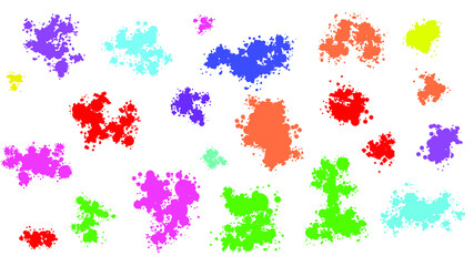 Color Set Spray Collection Different Paint Splatter And Blob Splash Blot Element With Different Shapes Vector Object Brush Design Style