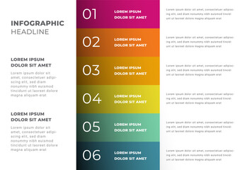 Simple infographic table with colored panels. Modern business template with three divided sections.