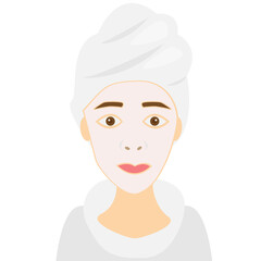 woman with skin care white facial mask vector