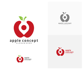 Obraz premium Point Apple logo design vector template, Fruits Apple icon symbol