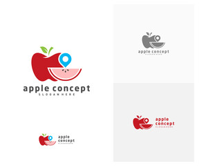 Fototapeta premium Point Apple logo design vector template, Fruits Apple icon symbol