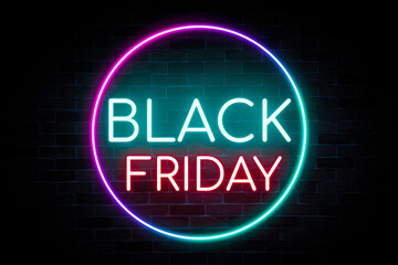 Black Friday sale neon flash light, bright signboard, season sale,discount price tag,neon sign,  light banner.