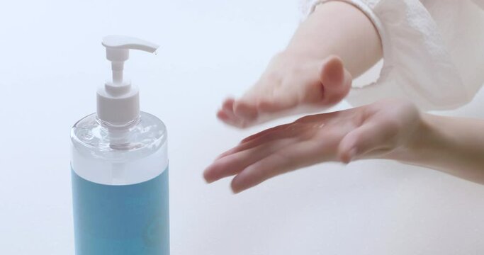 Wash hands clean with hand sanitizer to prevent virus infection