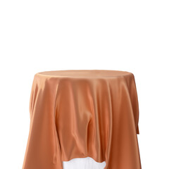 3d rendering of the podium with pink silk fabric isolated on white background, save clipping path