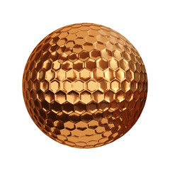 Bronze golf ball isolated on white background, save clipping path