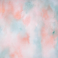 Watercolor abstract green and peach coral and orange shades.  12x12 backgrounds for design elements.