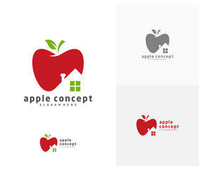 Obraz premium Apple House logo design vector template, Fruits Apple icon symbol