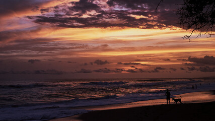 Naklejka na ściany i meble Sunset Beach in Costa Rica Pura Vida
