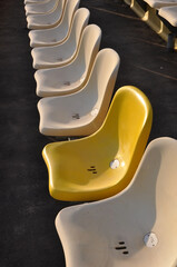 Stadium seat with one different Color, yellow, Hockenheim,one new Seat  beside of old one