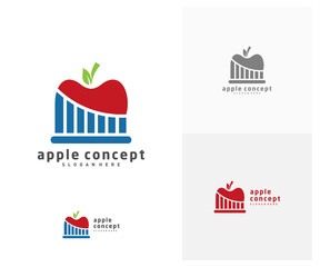 Stats Apple logo design vector template, Fruits Apple icon symbol