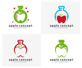 Set of Lab Apple logo design vector template, Fruits Apple icon symbol