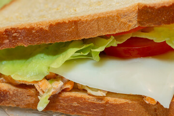 Club sandwich with vegetable and cheese