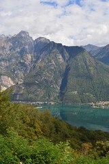 The beautiful landscape around the mountains of Lake Como in Lombardy in Northern Italy