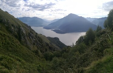 The beautiful landscape around the mountains of Lake Como in Lombardy in Northern Italy