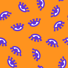 Seamless pattern. Image of stylized eyes on an orange background. Vector.