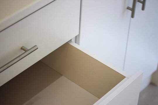 Empty drawer in a new cupboard