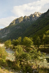 Fototapeta na wymiar The beautiful and dramatic landscapes of the Valbona Valley in Northern Albania